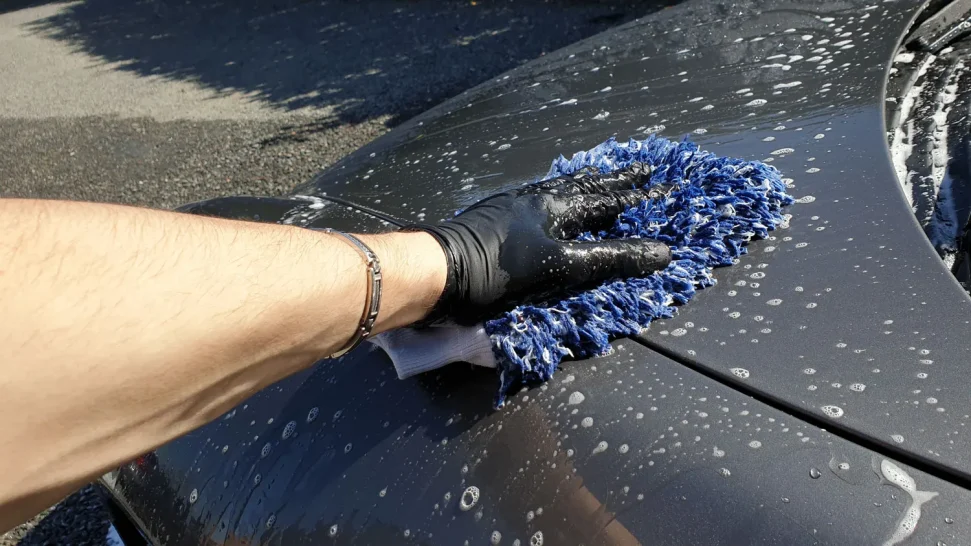 Lavage manuel avec un gant de lavage haut de gamme