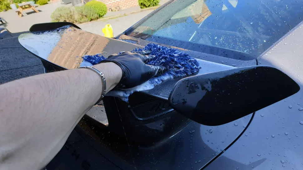 Lavage manuel avec un gant de lavage haut de gamme